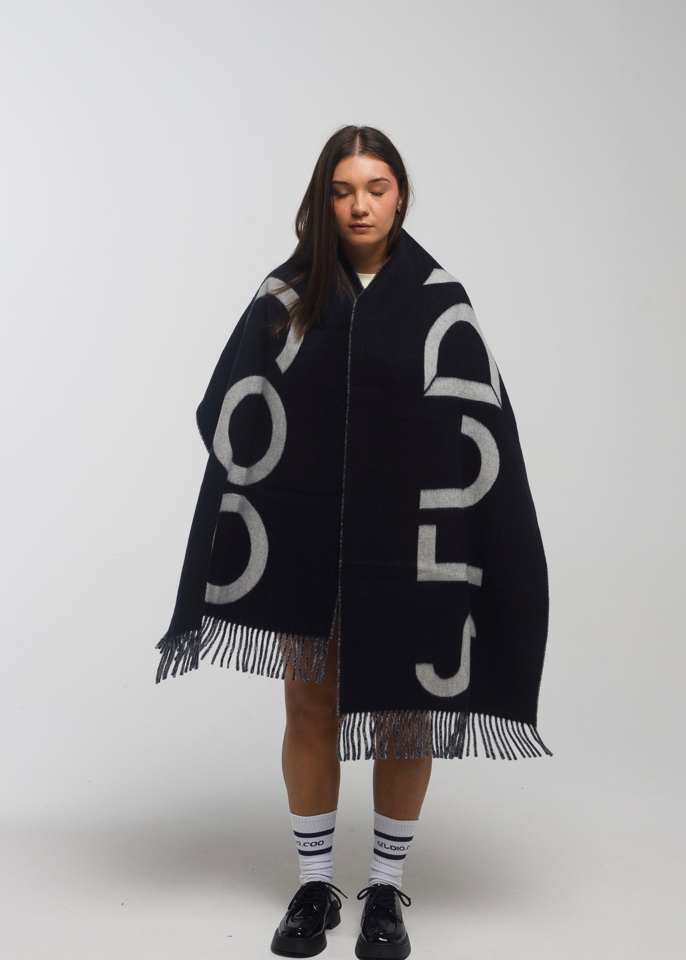 Oversized Navy Scarf