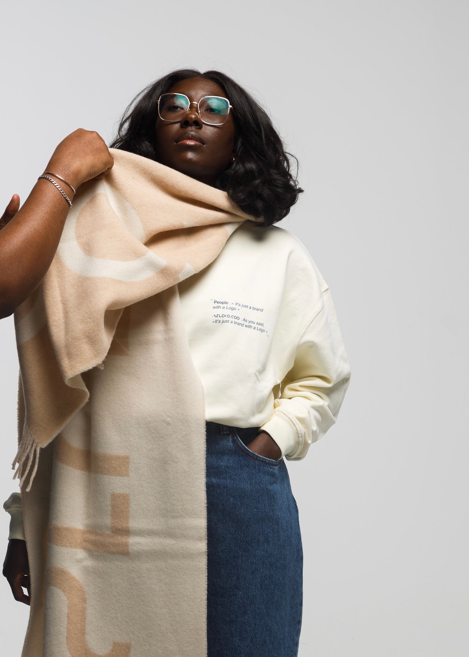 Oversized Cream Scarf
