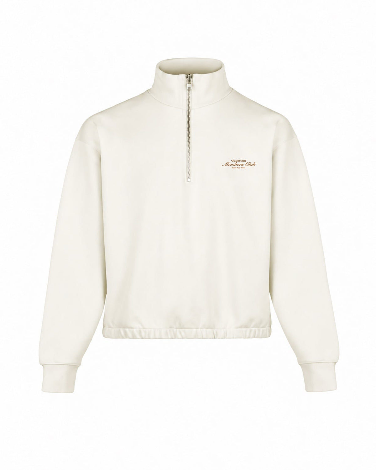 Members Club Cream Zip Sweater